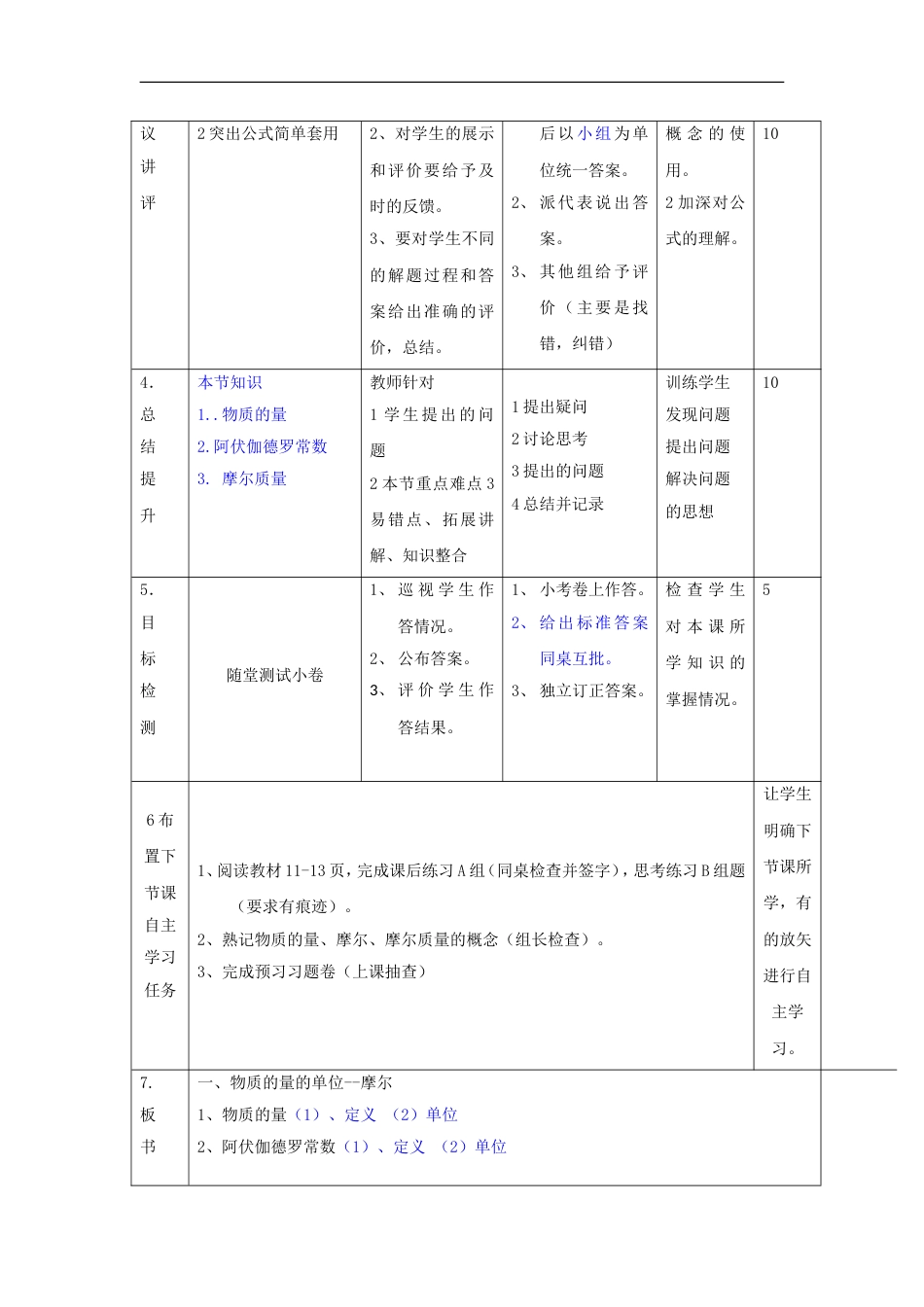 高中化学第一章从实验学化学物质的量的单位摩尔教案新人教版必修_第2页