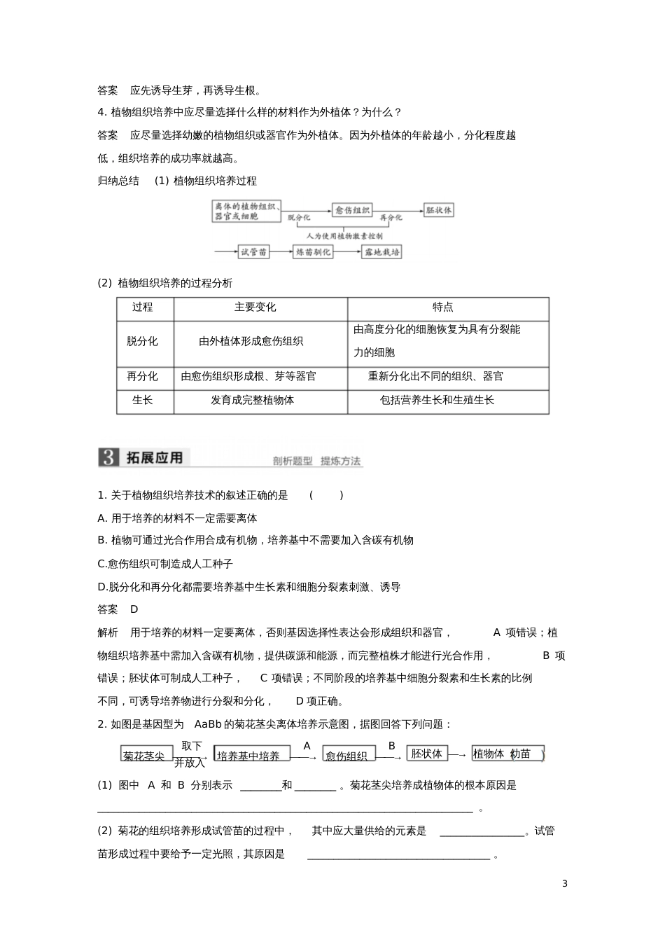 2017-2018学年高中生物第一章无菌操作技术实践第3课时植物组织培养技术同步备课教学案_第3页