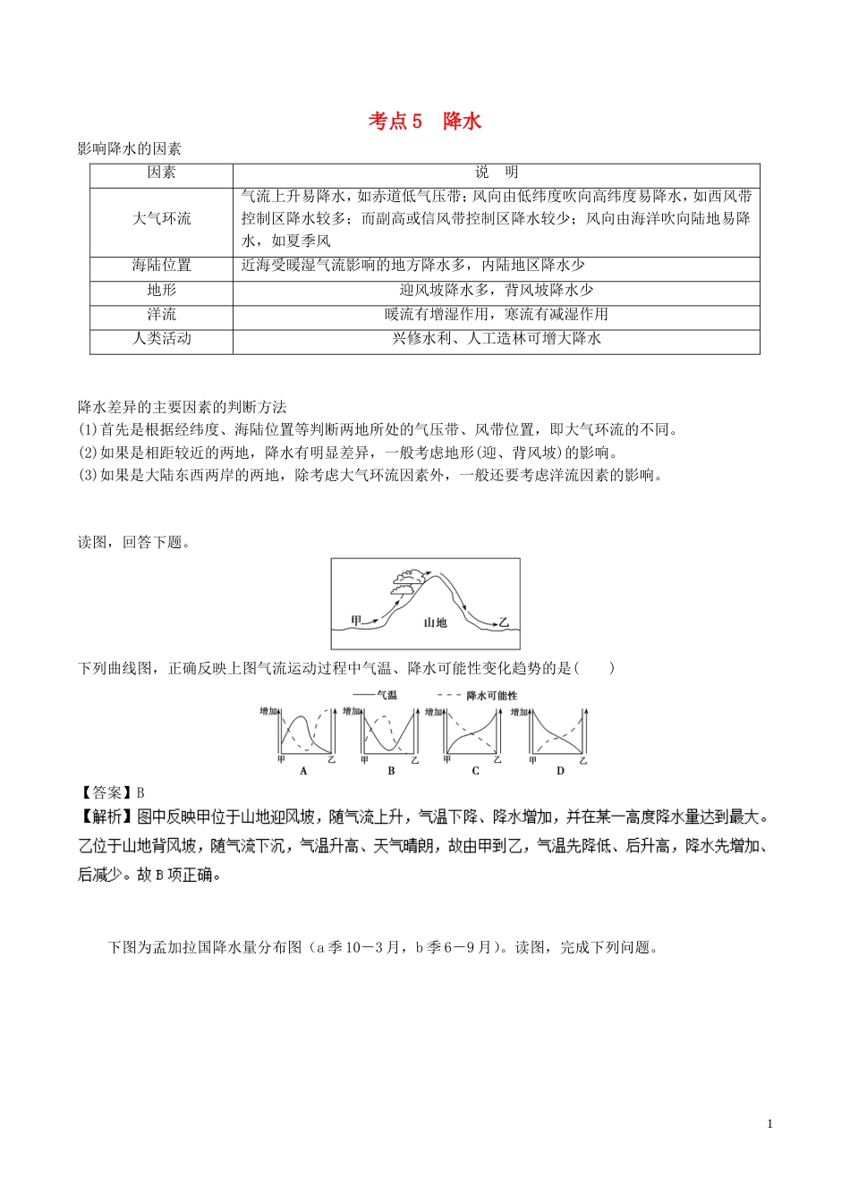 高中地理最易错考点系列考点降水新人教必修_第1页