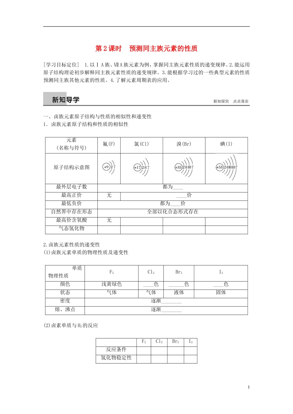 高中化学第章原子结构与元素周期律预测同主族元素的性质学案鲁科必修_第1页