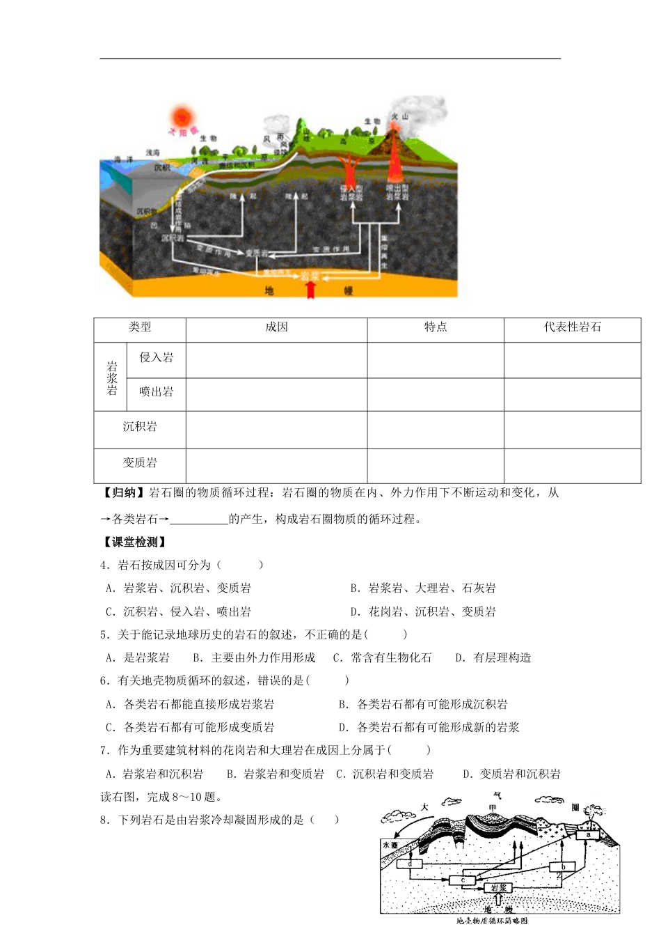 高中地理岩石圈与地表形态学案必修_第2页