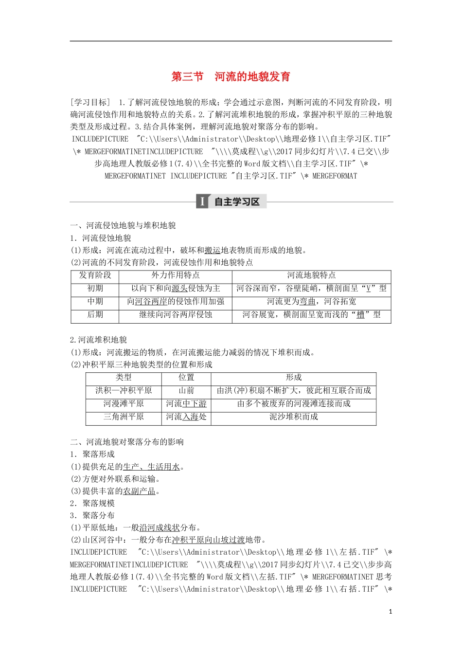 高中地理第四章地表形态的塑造河流地貌的发育学案新人教必修_第1页