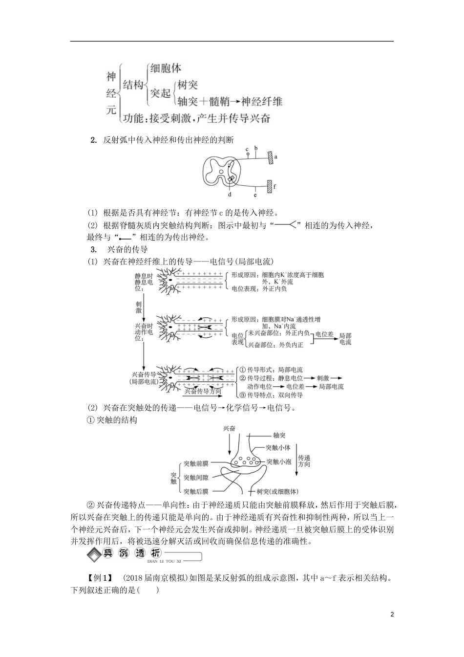 高中生物第二十二讲人体的神经调节学案苏教必修_第2页