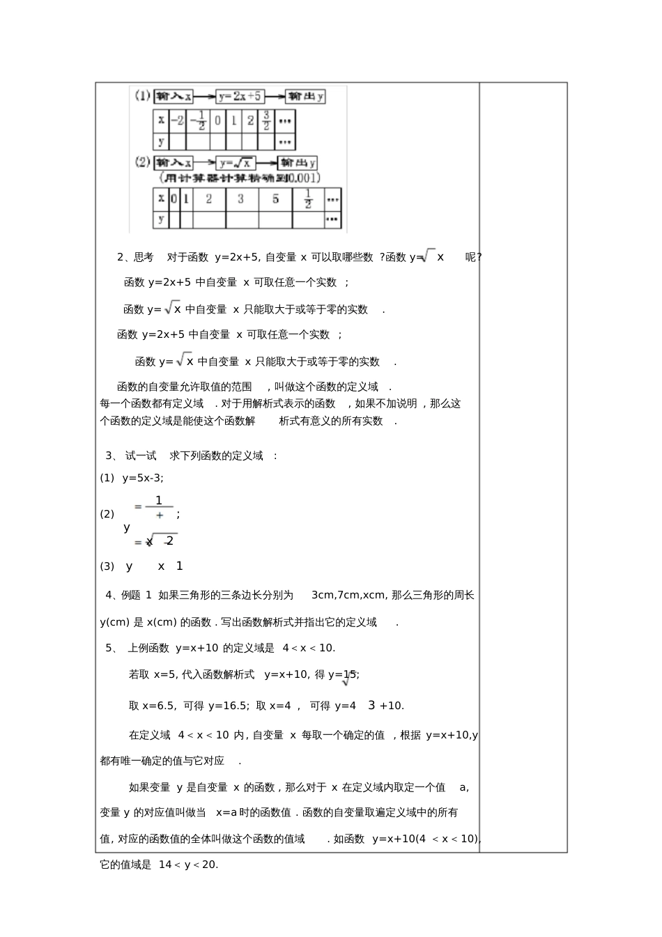 2017年秋八年级数学上册18.1函数的概念18.1.2函数的定义域和值域教案沪教版五四制_第2页