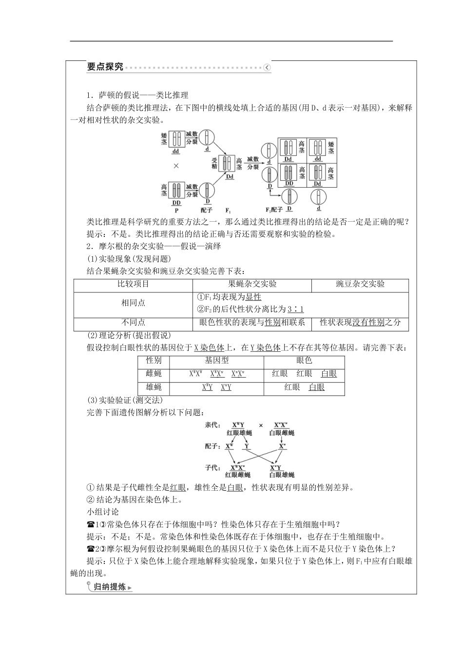 高中生物第二章基因和染色体的关系基因在染色体上学案新人教必修_第3页