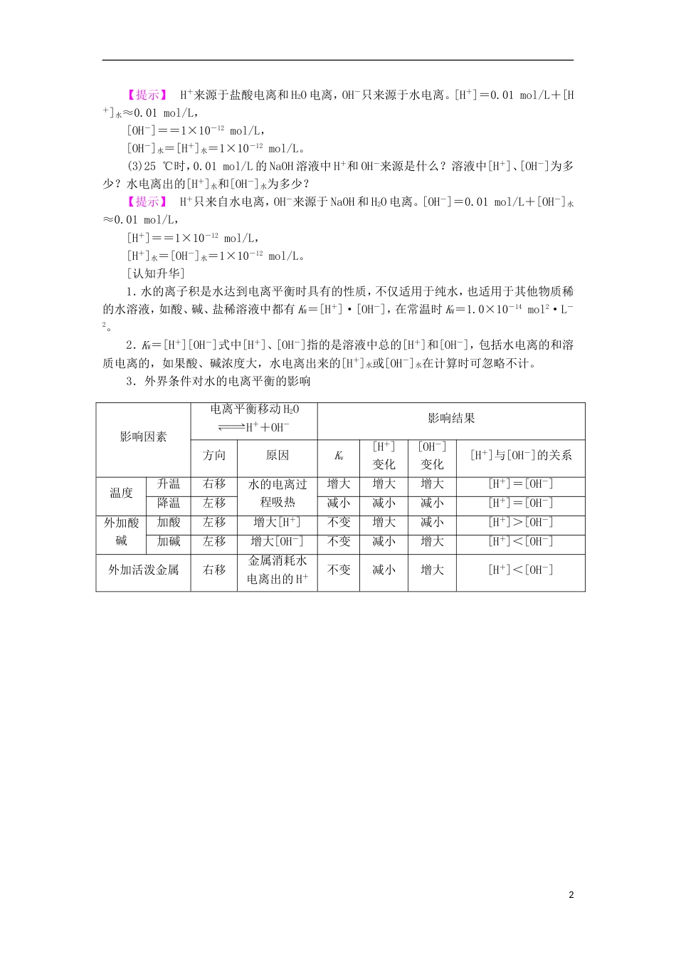 高中化学第三章物质在水溶液中的行为第节水溶液时教学设计鲁科选修_第2页