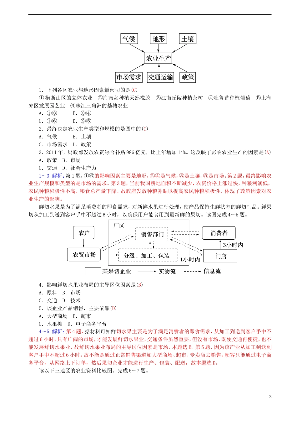 高中地理第三章生产活动与地域联系3.1农业位因素与地域类型学案中图版必修2_第3页