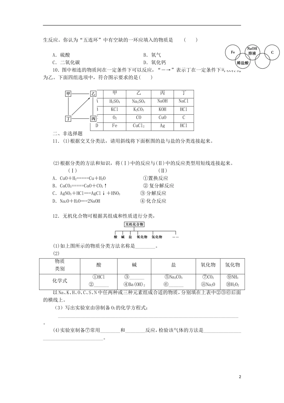 高中化学第二章化学物质及其变化物质的分类练习新人教必修_第2页