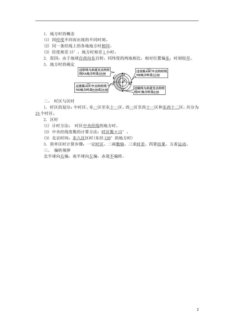 高中地理第二讲地球自转的地理意义学业水平测试新人教_第2页