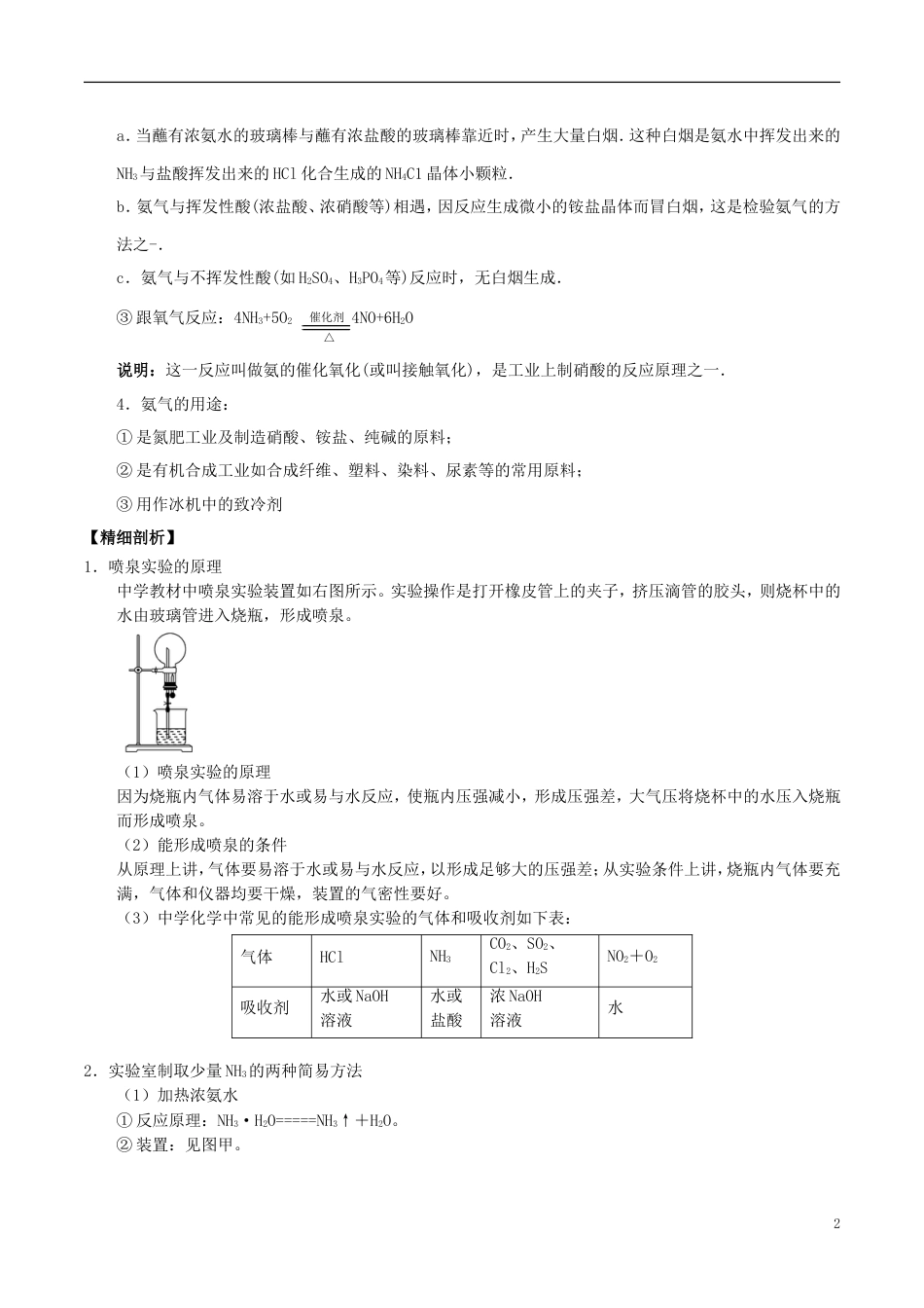 高中化学最基础考点系列考点氨的性质新人教必修_第2页