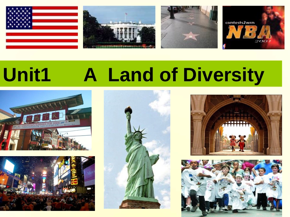 高中英语Unit1TheLandofDiversity课件人教版选修8_第1页