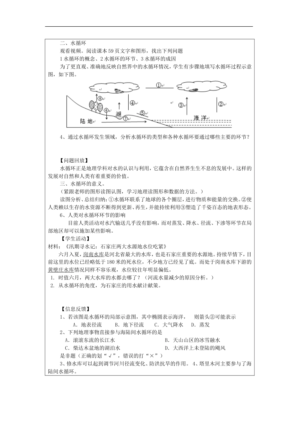 高中地理第三章地球上的水水循环及其地理意义教案新人教必修_第2页