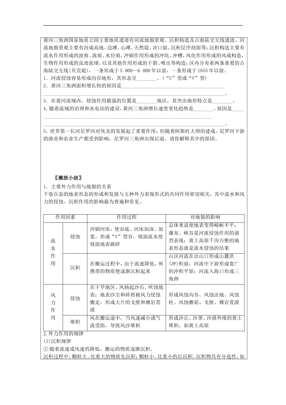 高中地理第二章自然环境中的物质运动和能量交换地球表面形态时外力作用与地表形态学案湘教必修_第2页