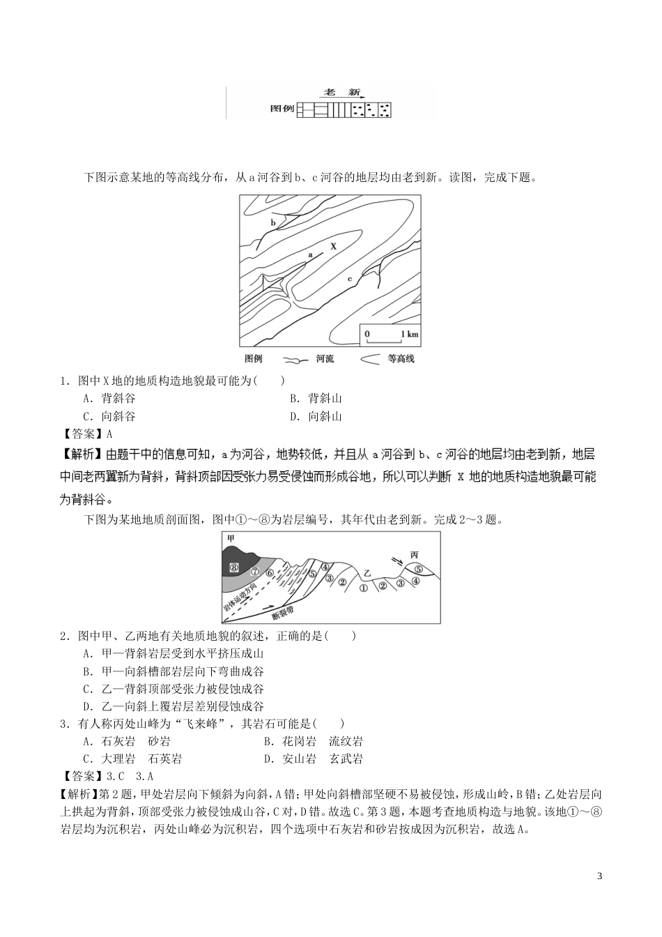 高中地理最易错考点系列考点地质构造与构造地貌新人教必修_第3页