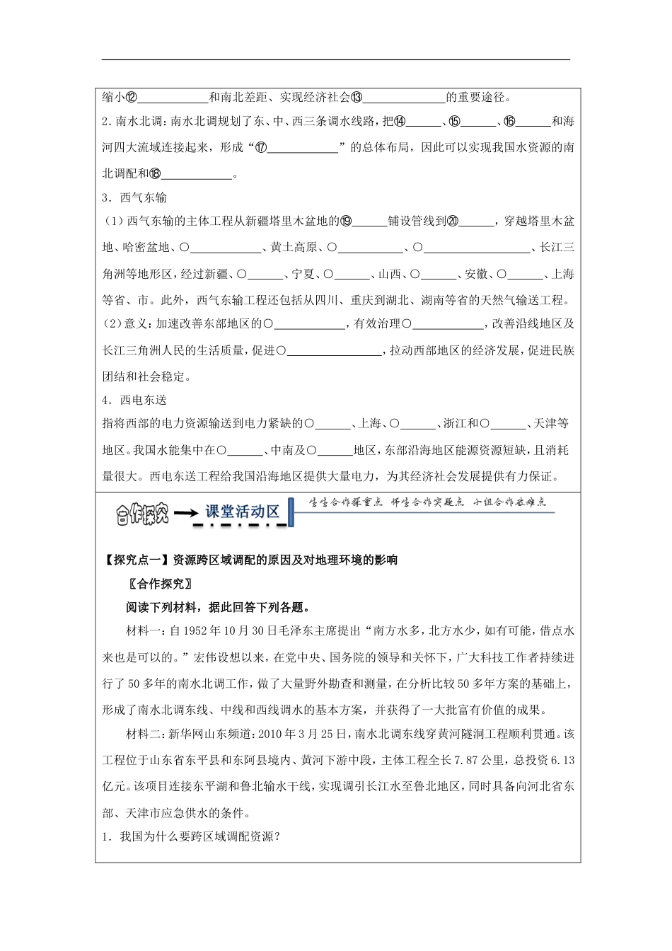 高中地理第一章域地理环境与人类活动域经济联系时东西部地的经济及资源跨域调配学案湘教必修_第2页