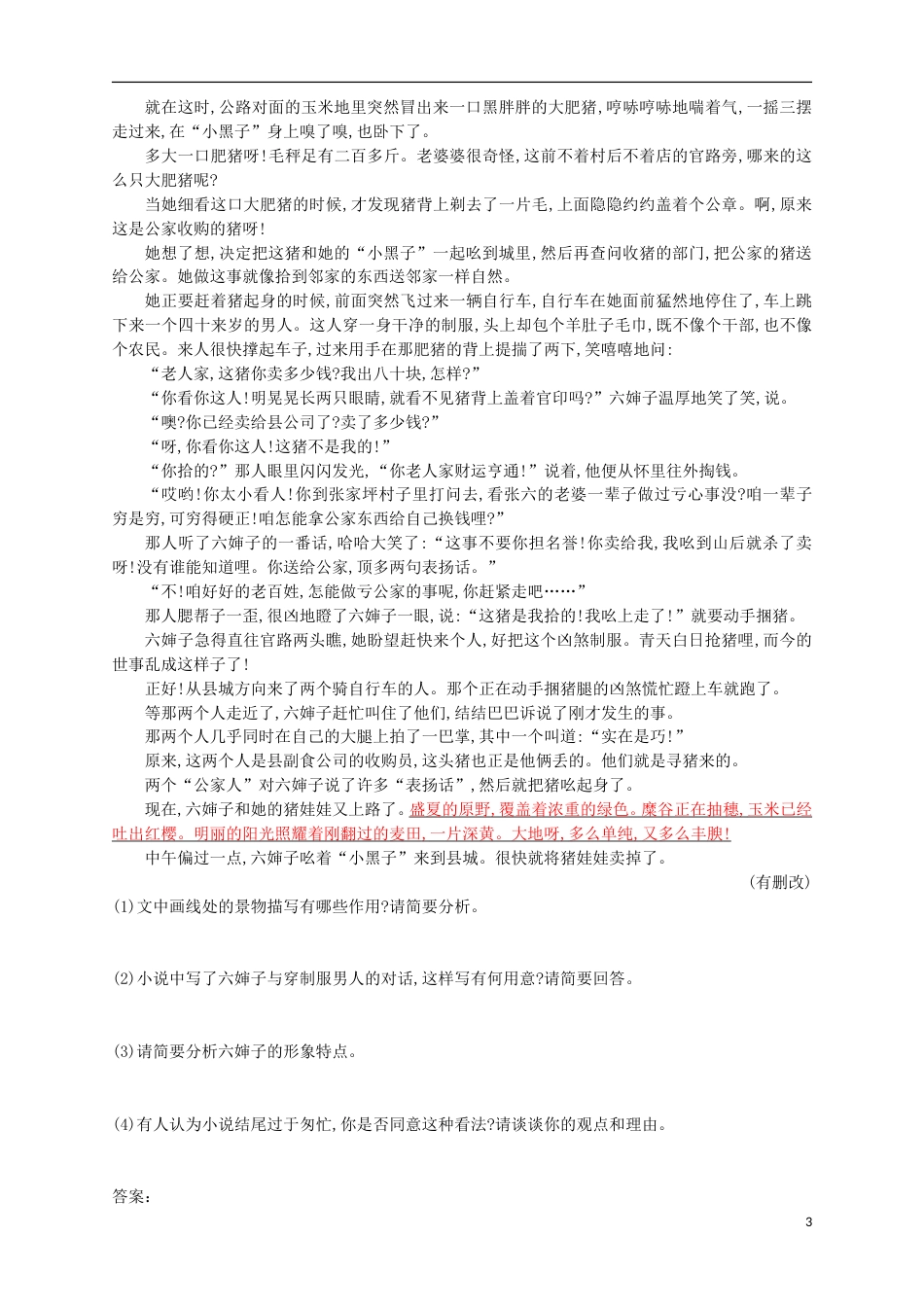 高考语文二轮复习综合训练语言知识语言表达默写小说阅读_第3页