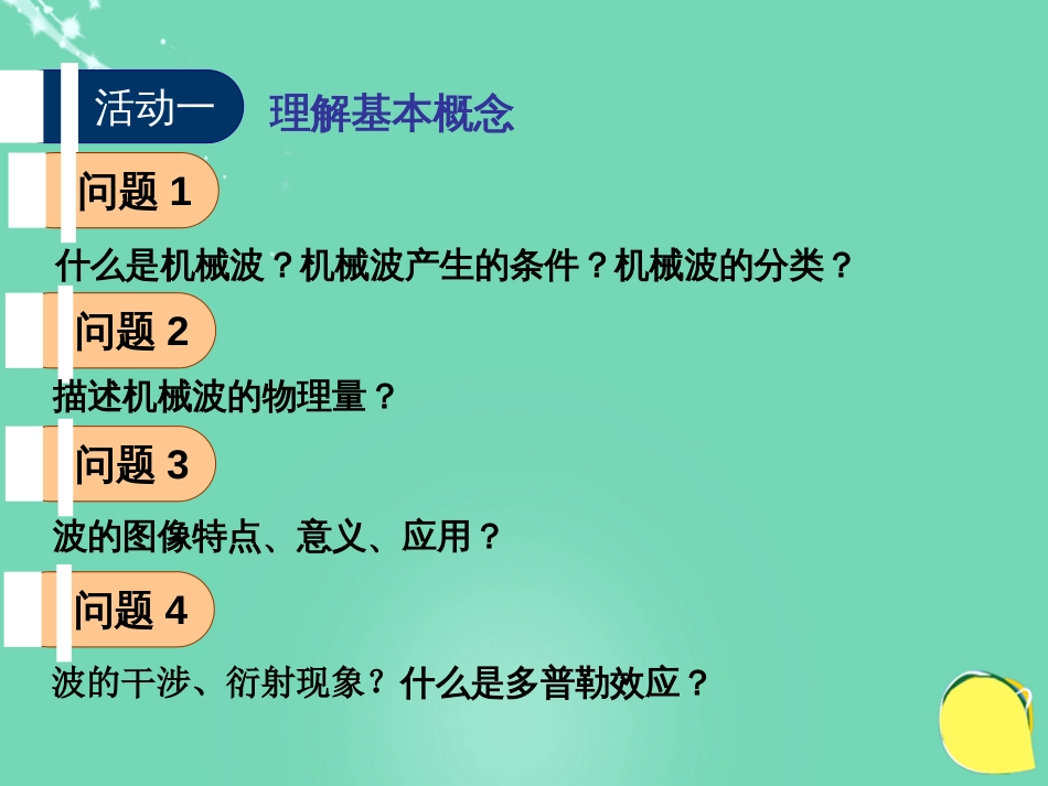 高中物理 第二章 机械波单元复习课件 教科版选修34_第3页