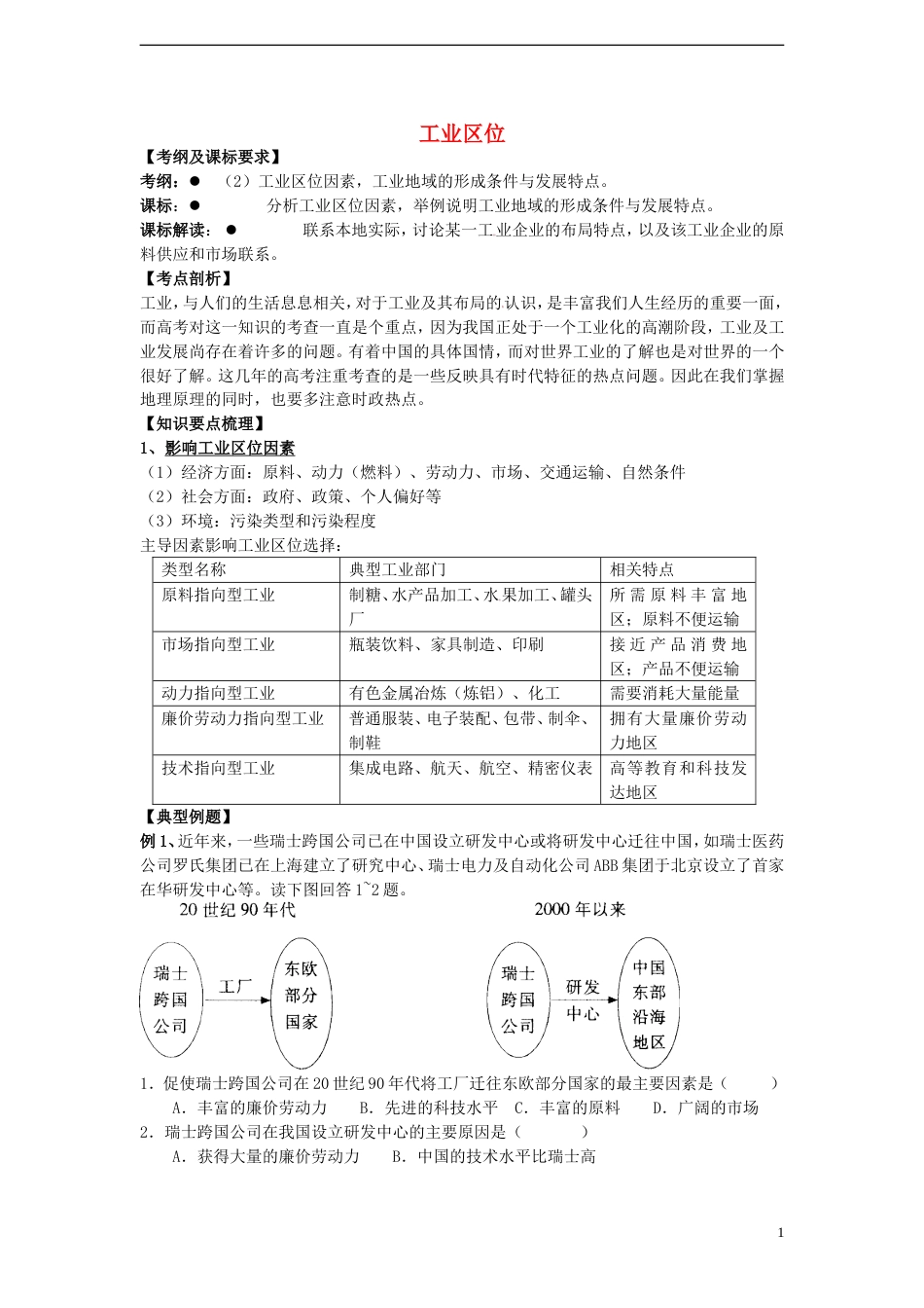 高中地理第三章生产活动与地域联系3.2工业位学案中图版必修2_第1页