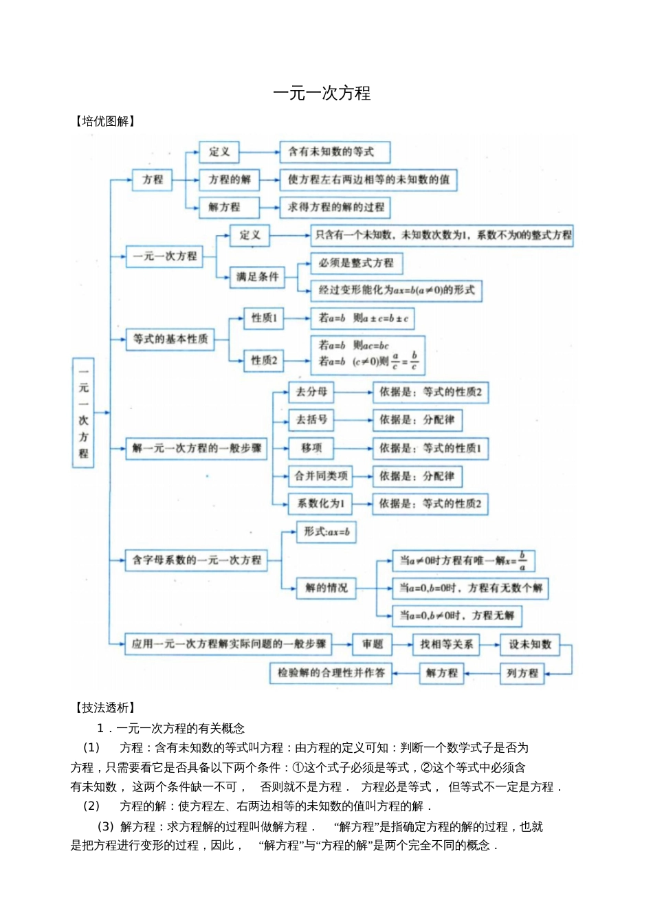 2017中考数学专题复习《一元一次方程》考点专题讲解_第1页