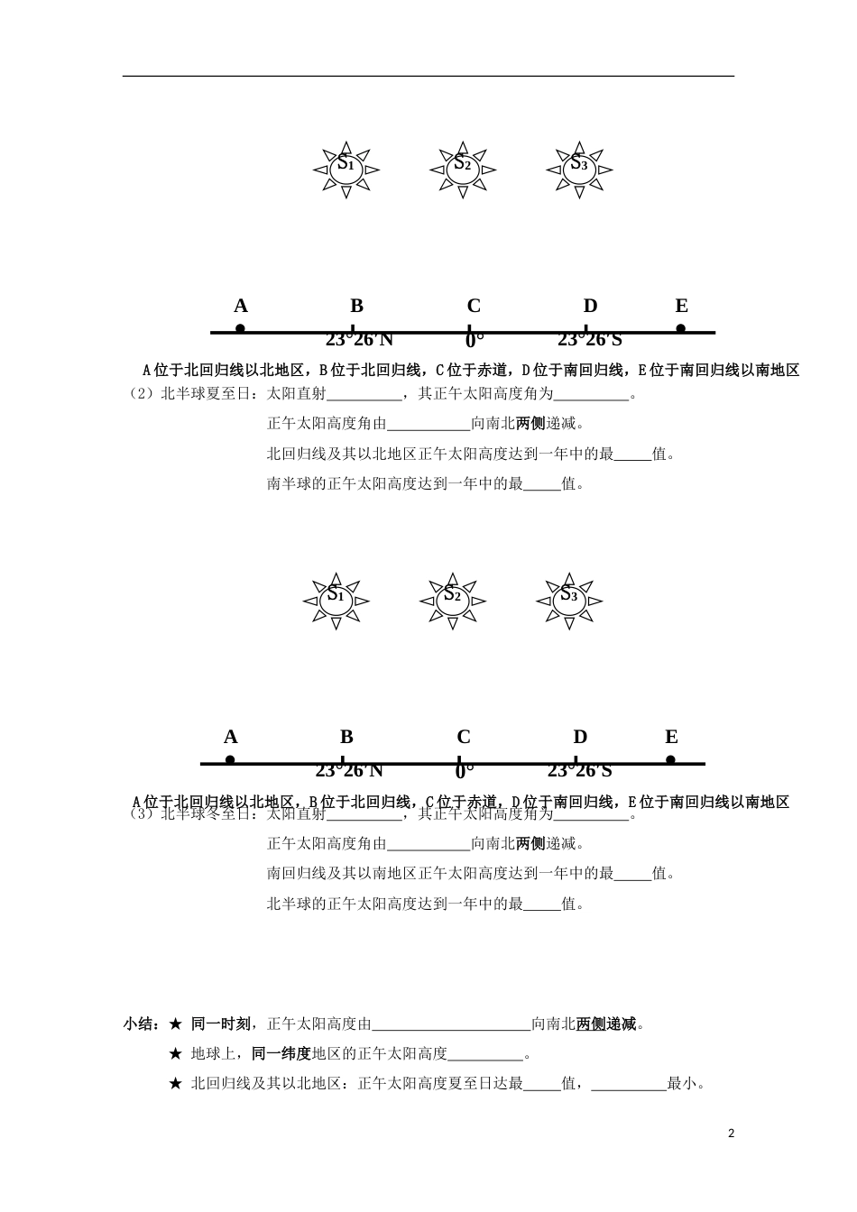 高中地理第一章行星地球第二节太阳对地球的影响时正午太阳高度角的变化导学案新人教必修_第2页