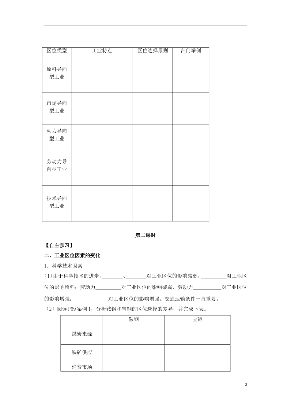 高中地理第四章工业地域的形成与发展工业的位选择学案新人教必修_第3页