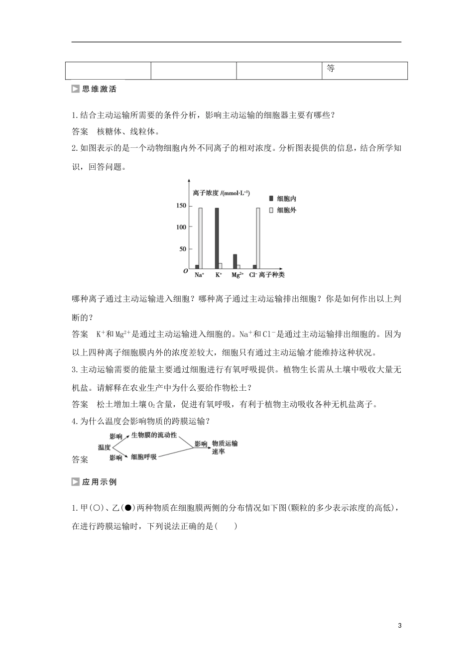 高中生物第三章细胞的结构和功能主动运输学案新人教必修_第3页