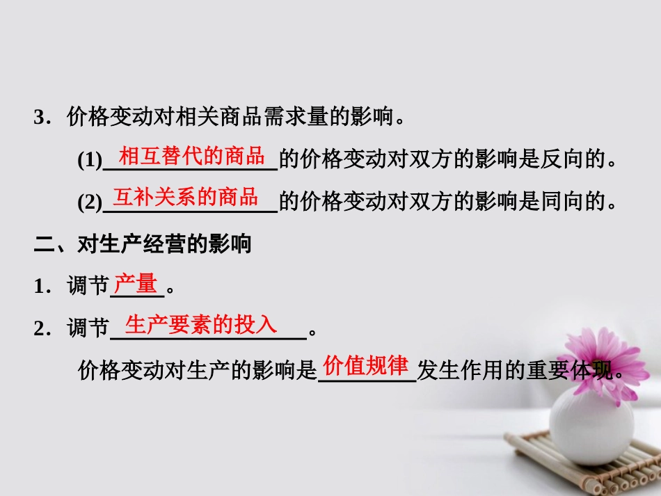 高中政治 第一单元 生活与消费 第二课 多变的价格 第二框 价格变动的影响课件 新人教版必修_第2页