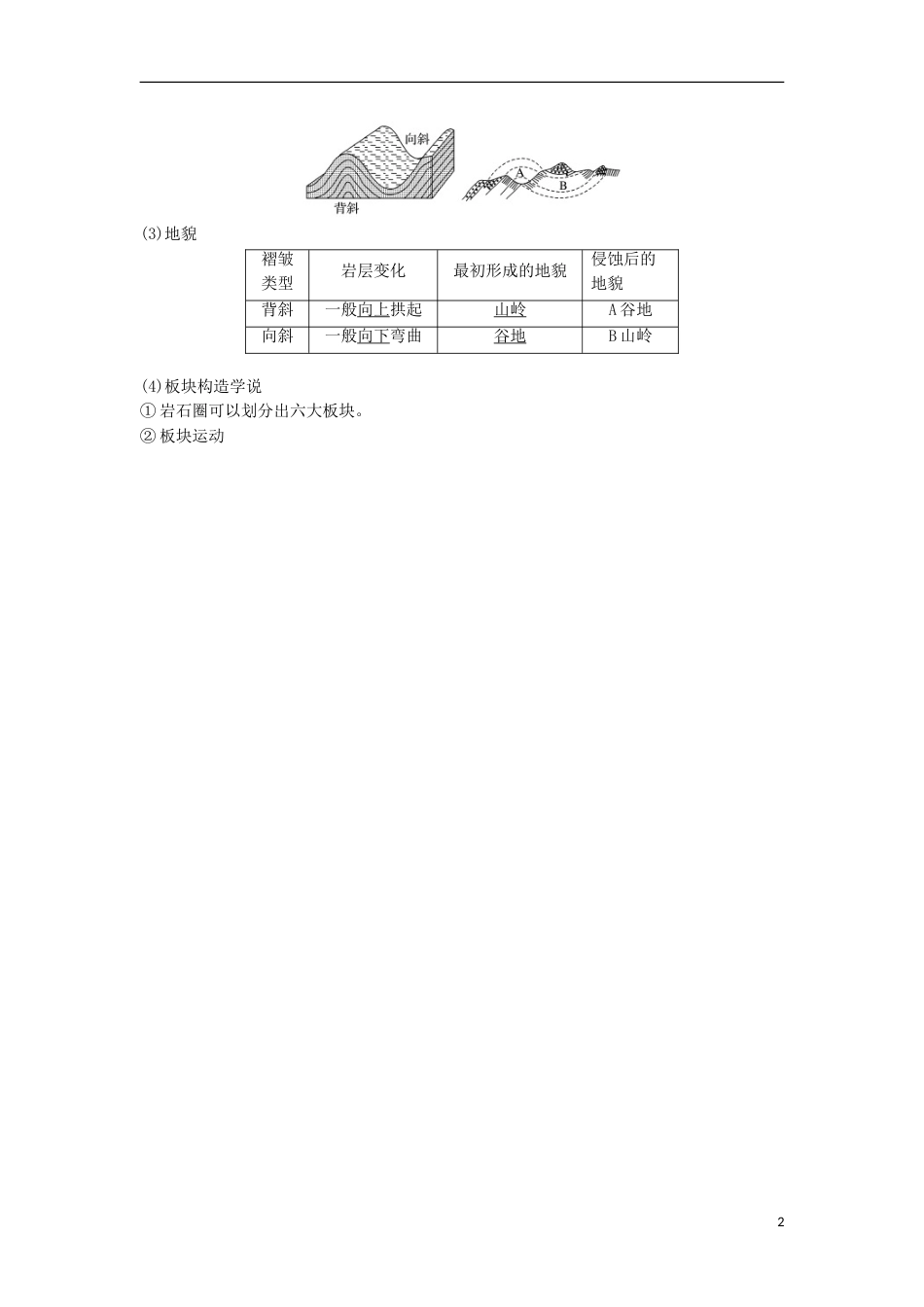 高中地理第四章地表形态的塑造42山地的形成学案新人教必修1_第2页