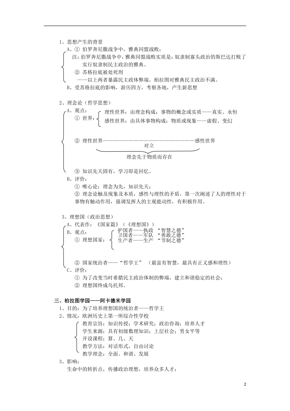 高中历史22西方古典哲学的代表柏拉图教案3新人教选修4_第2页