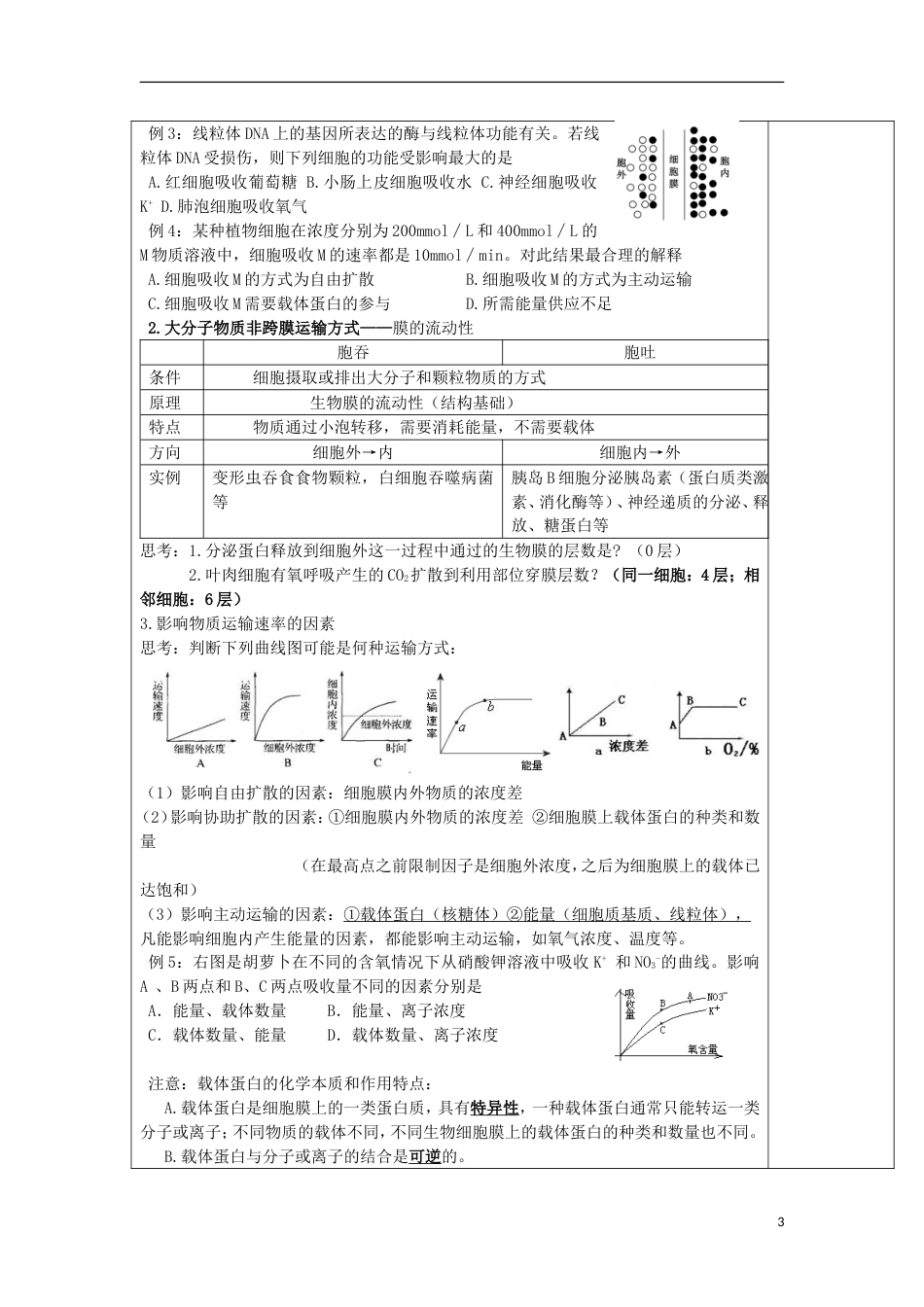 高中生物第4章细胞的物质输入和输出第3课时教案新人教必修1_第3页