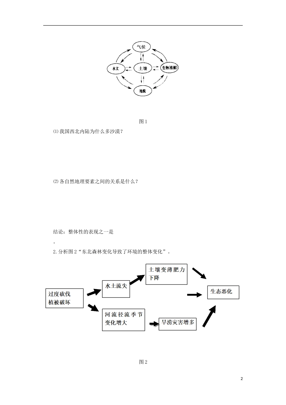 高中地理第三章自然环境地理的整体性与差异性自然地理环境的整体性导学案湘教必修_第2页