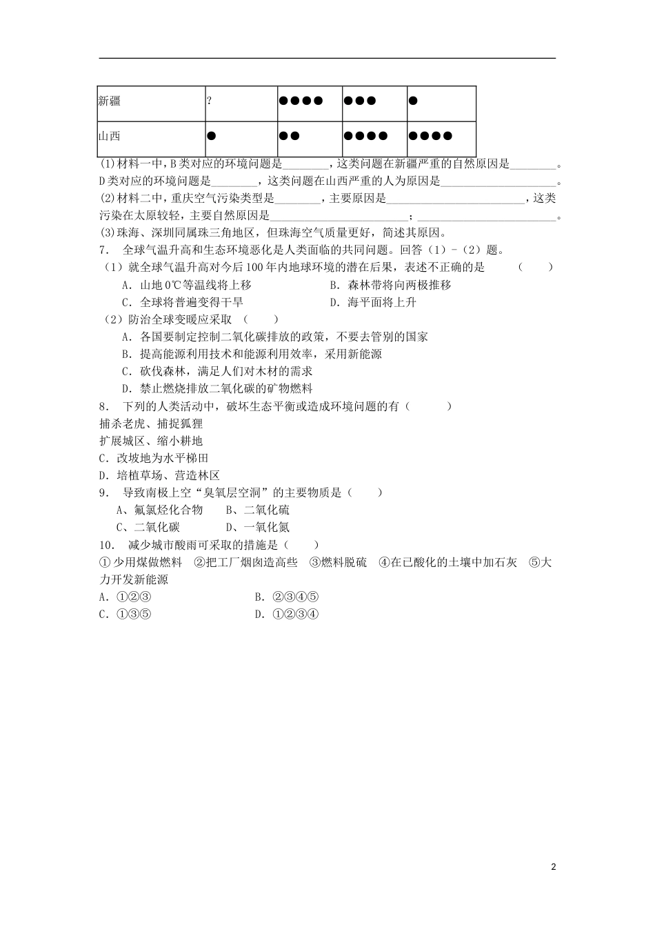 高中地理总复习人类面临的主要环境问题及其危害练习新人教_第2页