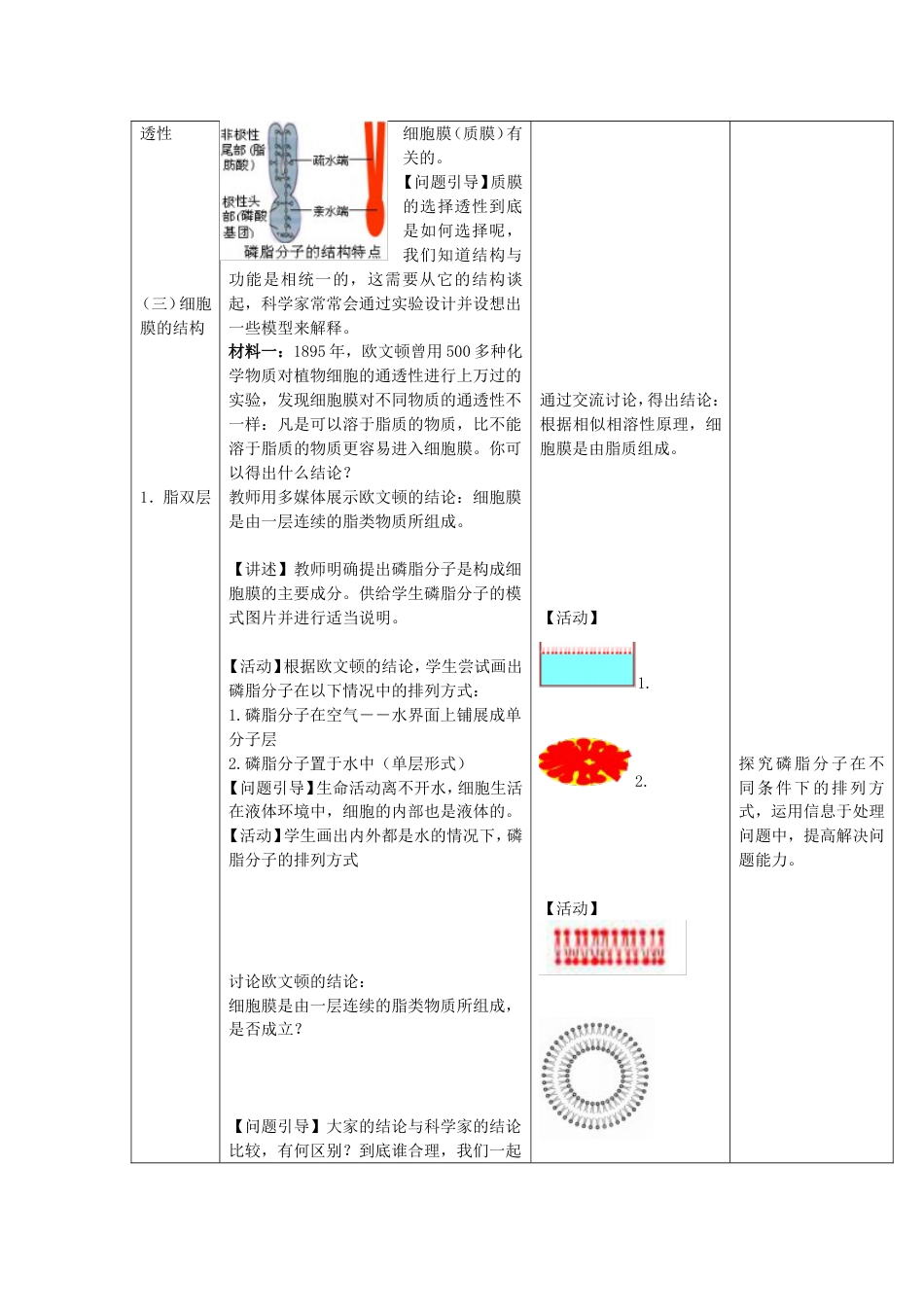 高中生物第二章细胞的结构2.2细胞膜和细胞壁教案浙科版必修1_第3页