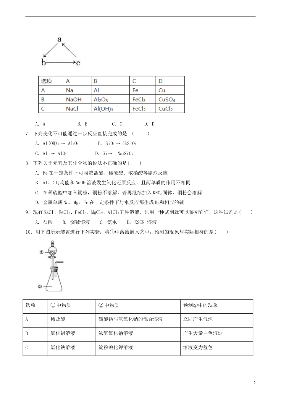 高中化学第4章材料家族中的元素第2节铝金属材料第2课时测试题2鲁科必修1_第2页