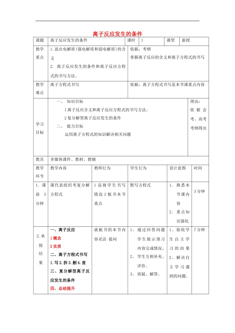 高中化学第二章化学物质及其变化离子反应教案新人教必修_第1页