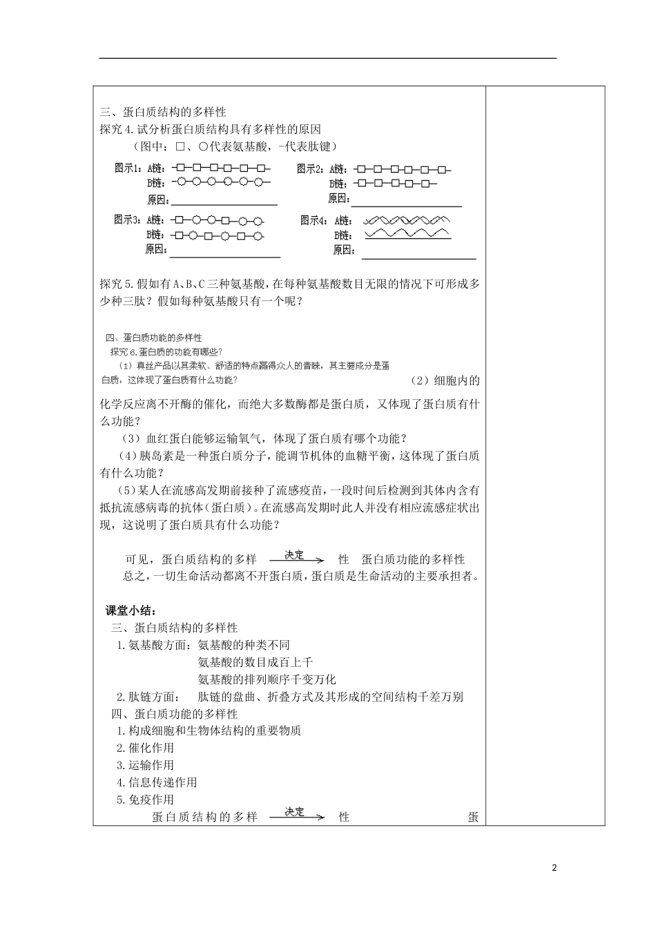 高中生物第二章组成细胞的分子223生命活动的主要承担者蛋白质第2课时教案新人教必修1_第2页