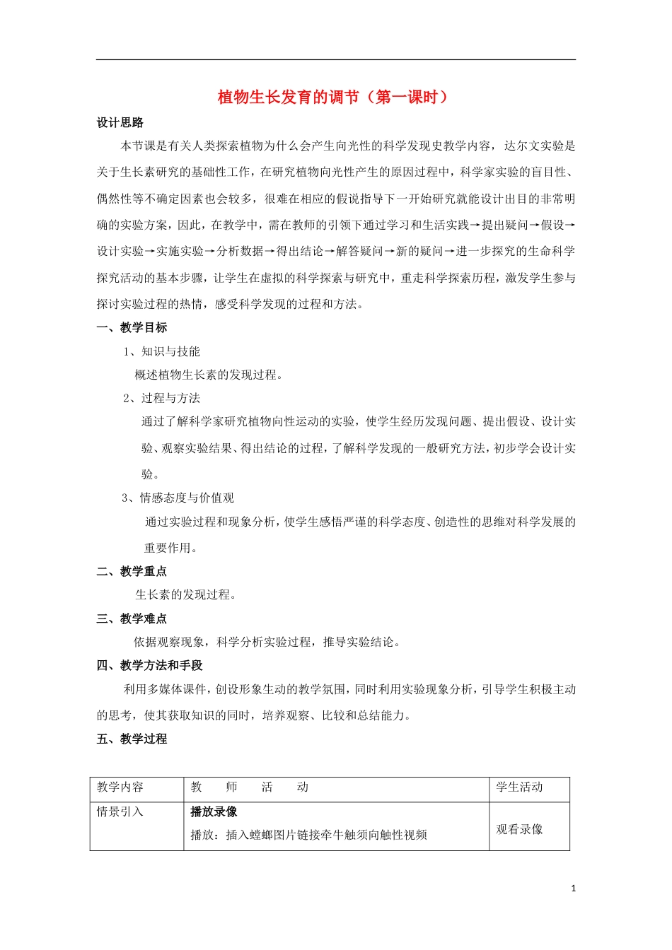 高中生物第二册5.5植物生长发育的调节教案（2）沪科版_第1页