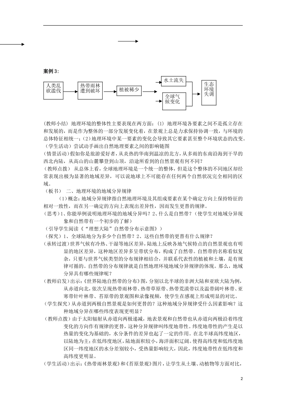 高中地理第三章地理环境的整体性和域差异3.2地理环境的整体性和地域分异教案2中图版必修1_第2页