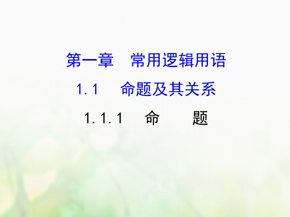 高中数学 第一章 常用逻辑用语 1.1.1 命题课件4 新人教A版选修1_第1页