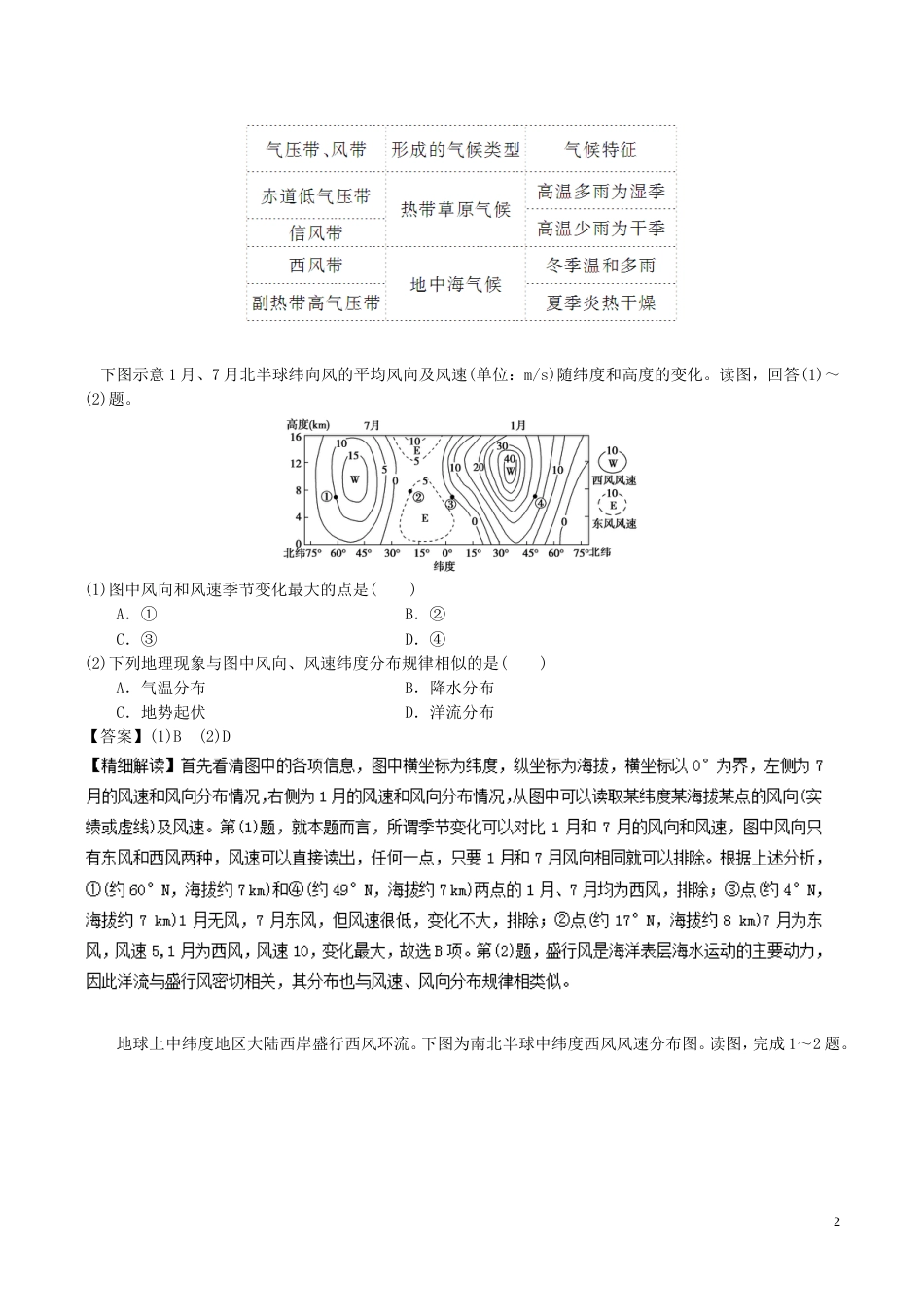 高中地理最困难考点系列考点气压带风带及其对气候的影响新人教必修_第2页