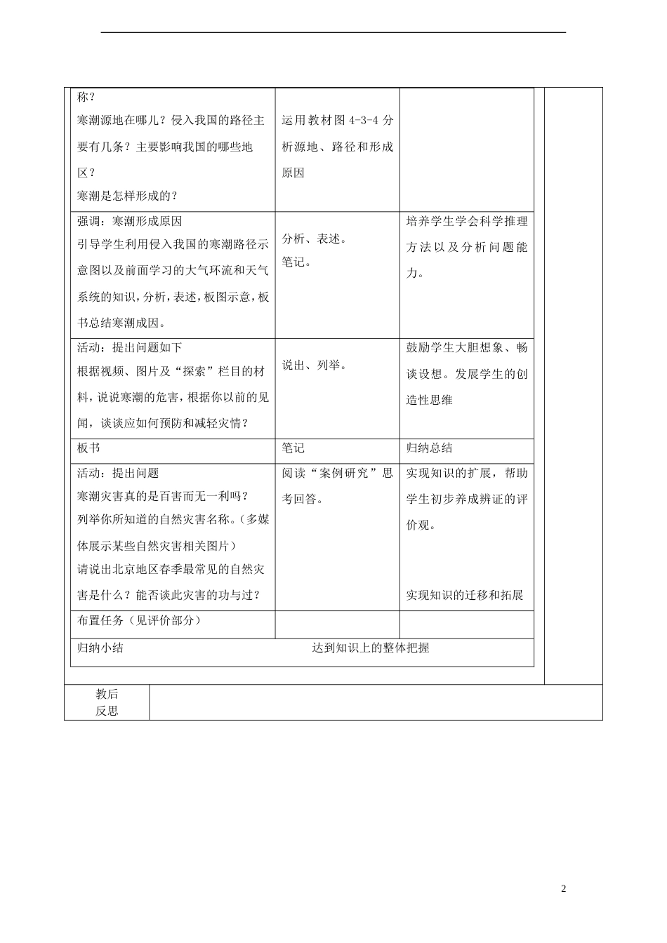 高中地理第四章自然环境对人类活动的影响4.3寒潮教案中图版必修1_第2页