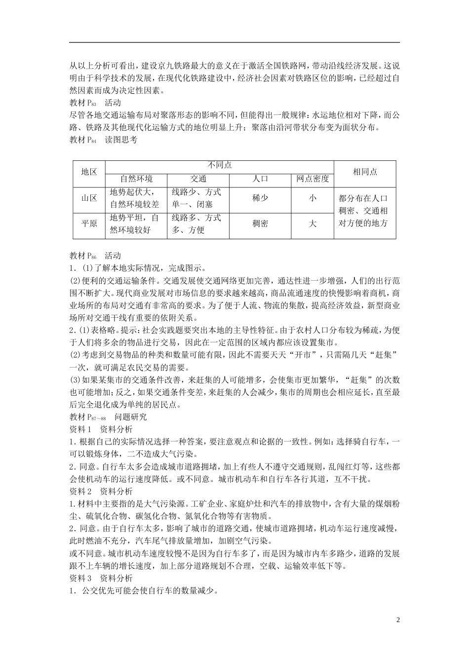 高中地理第五章交通运输布局及其影响本章归纳整合学案新人教必修_第2页