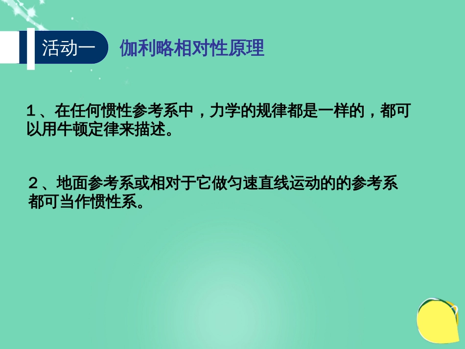 高中物理 第六章 相对论 第、节 牛顿力中的相对性、相对论的两个基本假设课件 教科版选修34_第3页