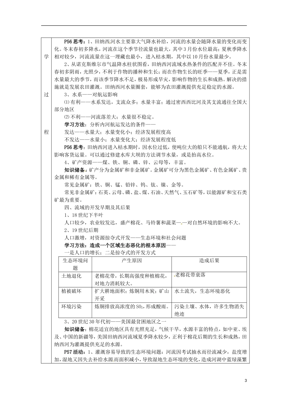 高中地理第二章域可持续发展2.3流域的综合治理与开发——以田纳西河流域为例教案2湘教版必修3_第3页