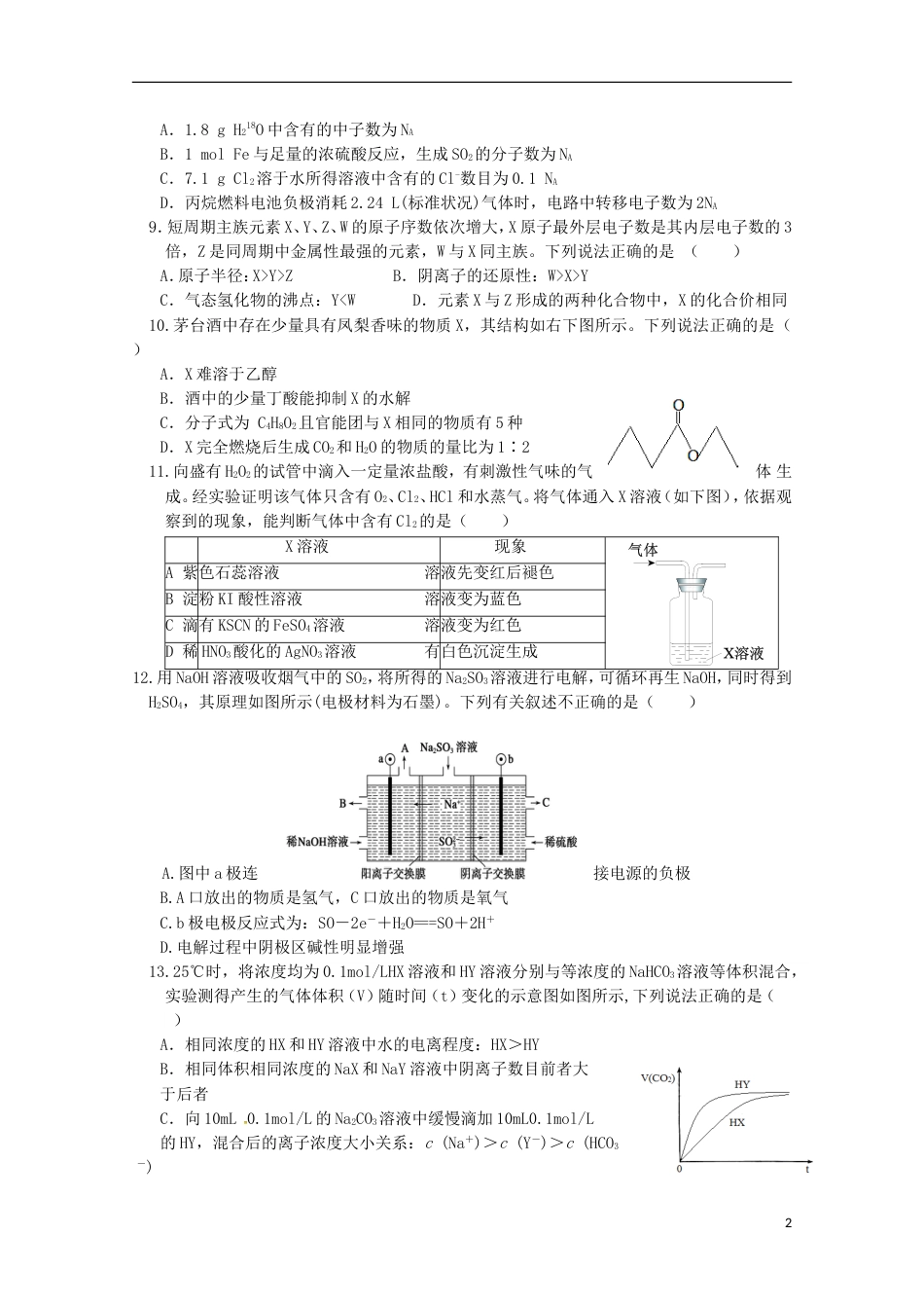 高台届高三理综第五次模拟考试试题_第2页