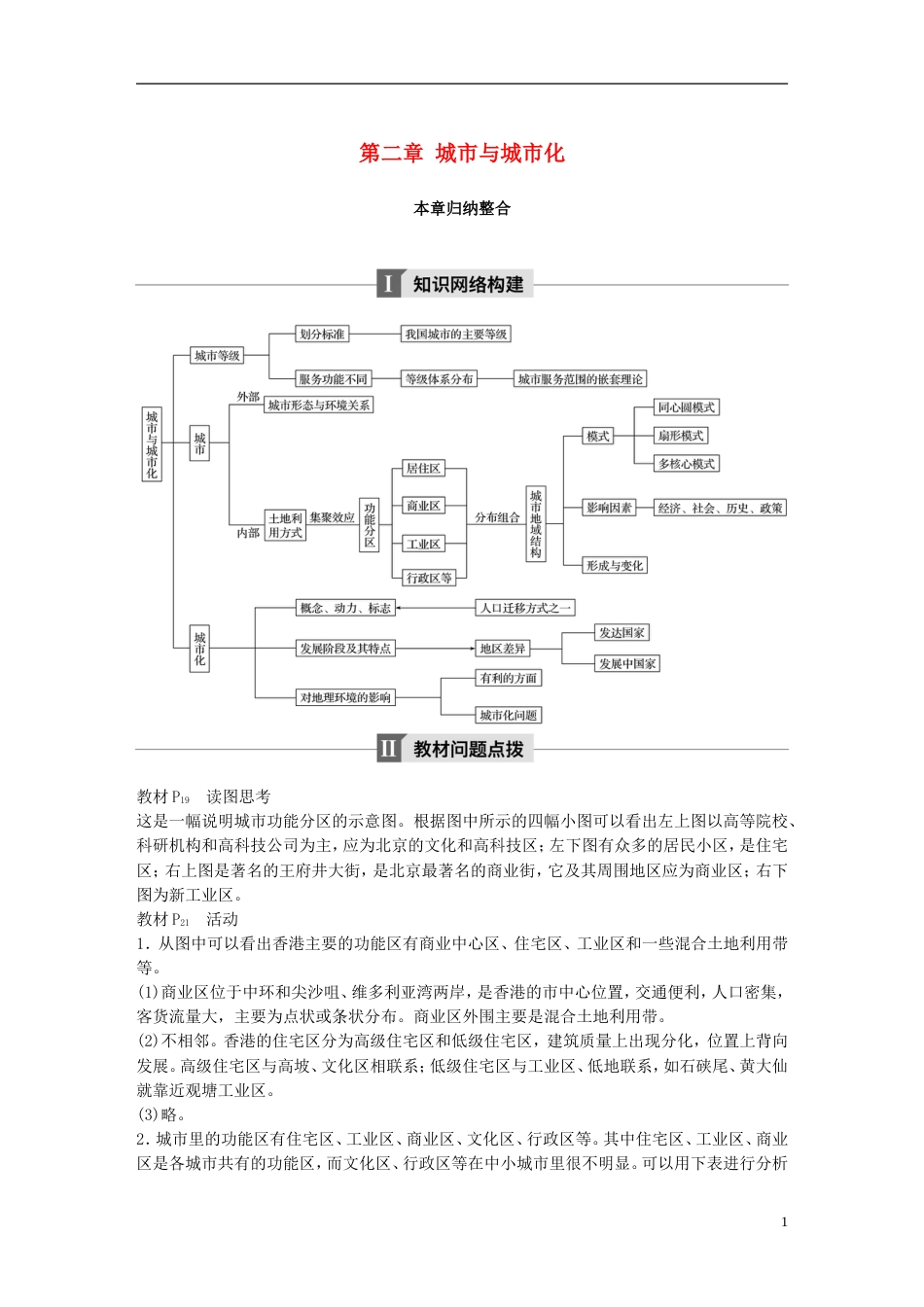 高中地理第二章城与城化本章归纳整合学案新人教必修_第1页