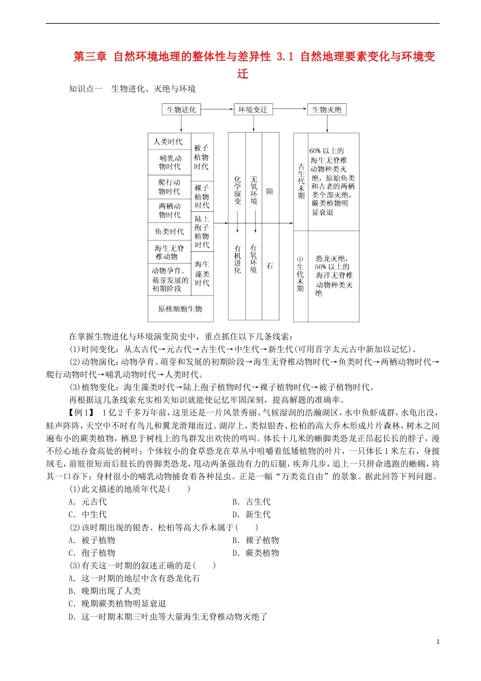 高中地理第三章自然环境地理的整体性与差异性3.1自然地理要素变化与环境变迁素材湘教版必修1_第1页