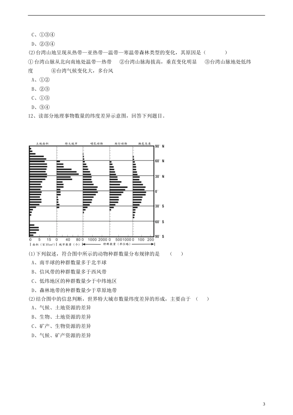 高中地理第四章生态环境保护第四节生物多样性保护练习含解析新人教版选修6_第3页