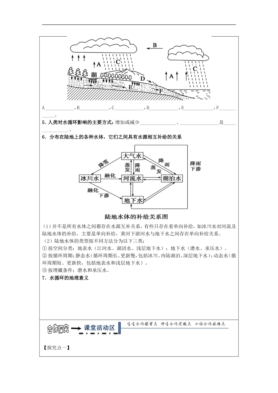 高中地理第一章宇宙中的地球水循环和洋流时水循环学案湘教必修_第2页