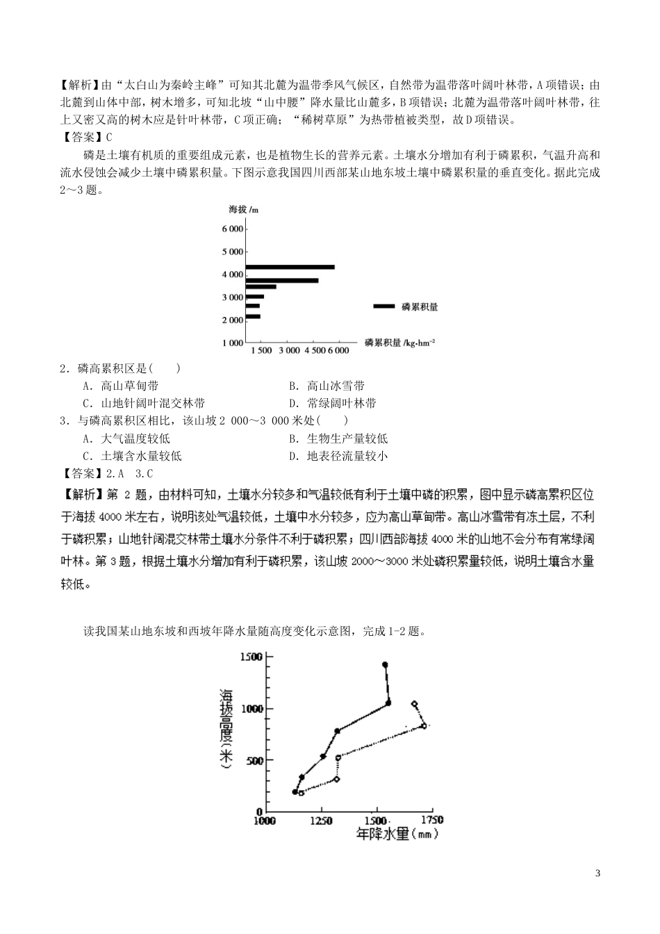 高中地理最困难考点系列考点自然带垂直分异规律新人教必修_第3页